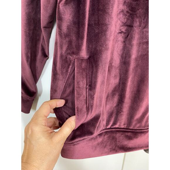 Livi Active by Lane Bryant Velour Track Suit Zip Up Jacket Hoodie Burgundy Sz 18 - Picture 4 of 8